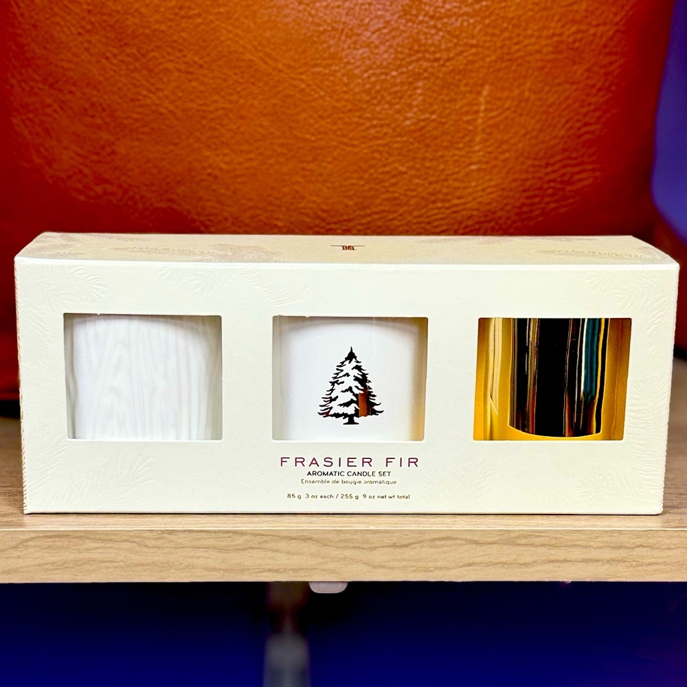 Thymes Frasier Fir Gilded Poured Candle Trio Set NEW!!